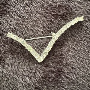 Vintage Silver V-Shaped Brooch
